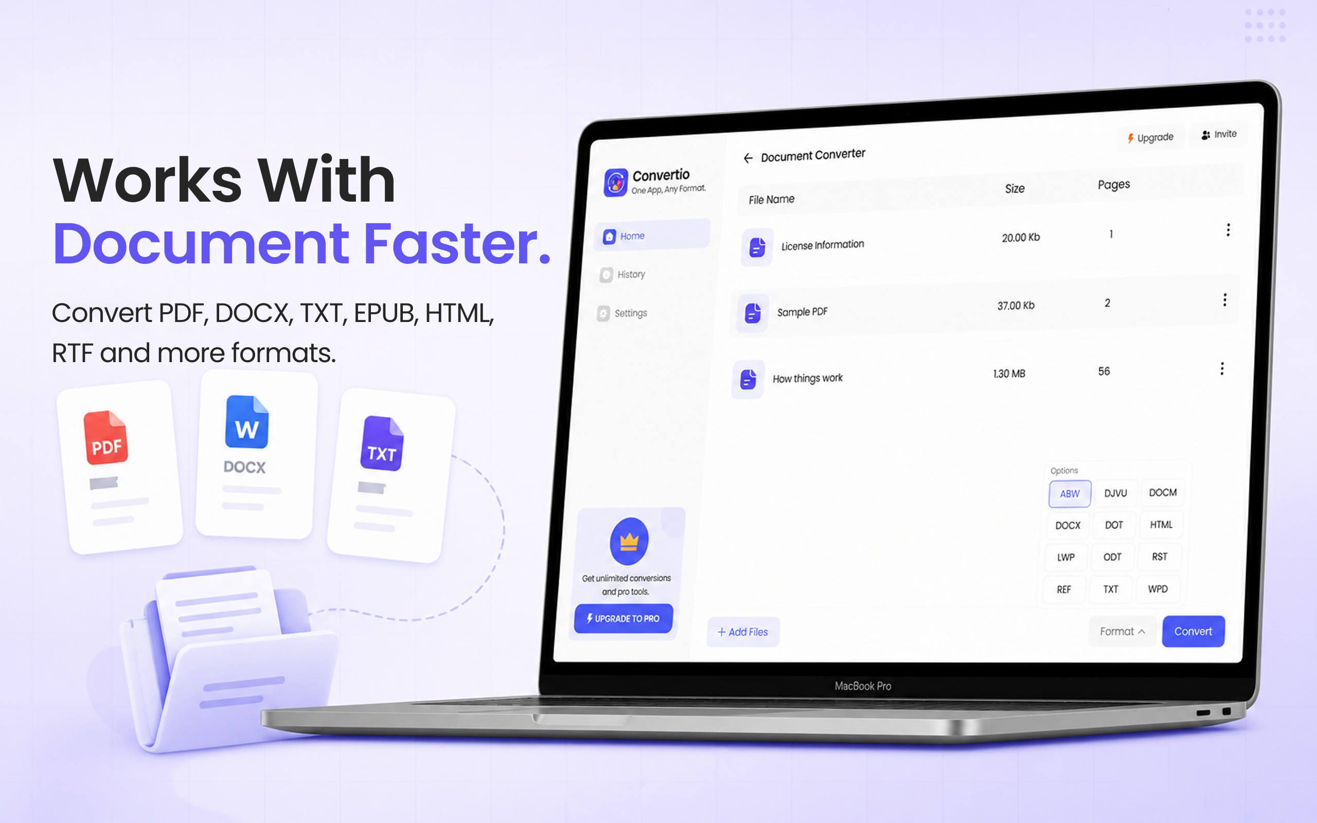 Document converter PDF, DOCX and more